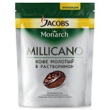Кофе растворимый с добавлением молотого Jacobs Monarch Millicano 150  г. сублимированный ,вакуумная упаковка